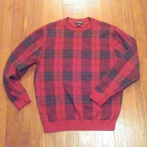 Roundtree & Yorke Red Plaid Cotton Sweater - Med